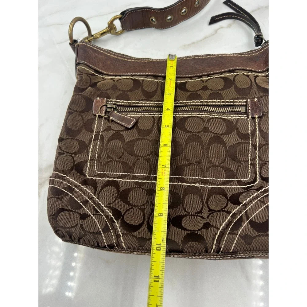 Coach Hand Crafted 10403 Signature Hobo Brown Monogram Bag